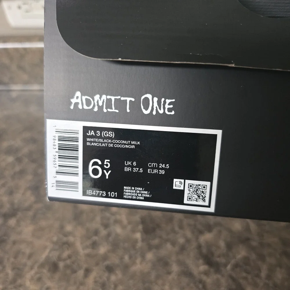 Size 6.5Y - Nike Ja 3 Coconut Milk